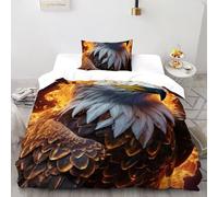 Flame aquila Set Di Biancheria Da Letto Artee Copripiumino 2 Pezzi Comfort Fibra Ultra-fine Per Coppia Adulti Doppia Con Cerniera Single（135x200cm）