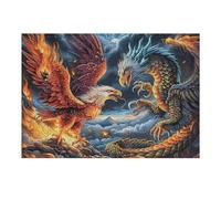 Flame Colorful Dragon Bald Eagle Puzzle 300 Pezzi Relax Solitario Post Lavoro Rompicapo Per Momenti Di Pace Attività Antistress Naturale Regalo Per Chi Ama 300 PCS