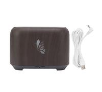 Flame Diffuser Humidifier, 150ml Essential Oil Diffuser with Realistic Flame Effect and 7 Color LED Lights, Silent Wood Grain Humidifier for Bedroom Office Car with USB Cable (Grano di legno scuro)