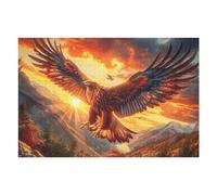 Flame Flying Bald Eagle Puzzle 1000 Pezzi Rompicapo Astratto Geometrico Magical Cosmic Creatures Arte Geometrica Moderna Rompicapo Stimolante Creatività E Logica Idea Regalo 1000 PCS