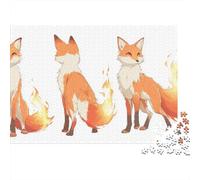 Flame Fox Art Print Jigsaw Puzzle Impossible 1000Pcs Decorazione Per La Casa. Rilassamento E Intelligence Per Adulti E Bambini Da 12 Anni 52x38cm/1000pcs