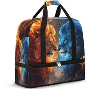Flame Lions Borsone da viaggio per donne e uomini, borse da notte per il fine settimana, pieghevole, separato da bagnato, 47 l, borsa tote per sport, palestra, yoga, Colore, 47 L, Organizer per borse