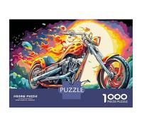 Flame Motorcycle Puzzle 1000 Elementi - Cartone Di Alta Qualità & Riduzione Dello Stress Dynamic Fiery Vehicle View - Per La Famiglia 70x50cm/1000pcs Decorazione D'interni