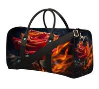 Flame Rose - Borsone da viaggio pieghevole, impermeabile, per sport, palestra, con spallacci