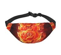 Flame rose Marsupio per uomo e donna, alla moda, borsa a tracolla con tracolla regolabile, impermeabile, per viaggi, escursionismo, sport, nero, taglia unica, Nero , Taglia unica
