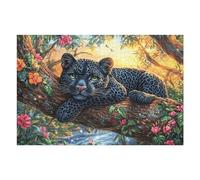 Flame Starry Sky Black Panther Puzzle 1000 Pezzi Rompicapo Astratto Geometrico Radiant Whimsical Menagerie Arte Geometrica Moderna Rompicapo Stimolante Creatività E Logica Idea Regalo 1000 PCS