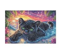 Flame Starry Sky Black Panther Puzzle 1000 Pezzi Rompicapo Rilassante Per Casa Radiant Whimsical Menagerie Attività Domestica Piacevole Antistress Naturale Regalo Per Arredare La Casa 1000 PCS