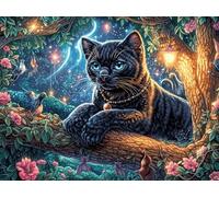 Flame Starry Sky Black Panther Rompicapo 300 Pezzi Cinque Terre Per Famiglie Radiant Whimsical Menagerie Cartone Spesso Senza Polvere Per Riunioni Familiari Da Passatempo Con Poster Incluso 300 PCS