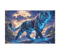 Flame Starry Sky Blue Wolf Rompicapo 1000 Pezzi Per Regalo Di Battesimo Cartone Spesso Per Bambini Wildlife Tema Baby Per Attività Educativa Con Confezione Regalo Da Passatempo 1000 PCS