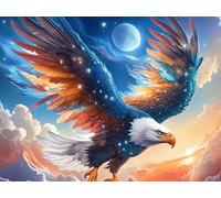 Flame Starry Sky Flying Bald Eagle Puzzle 1000 Pezzi Per Adulti Esperti Colorful Fantasy Wildlife Cartone Di Alta Qualità Difficoltà Estrema Senza Sbavature Per Hobby E Passatempo Con Colla Inclusa 50