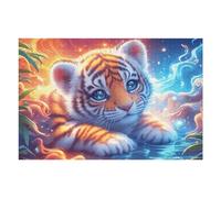 Flame Starry Sky White Tiger Puzzle 1000 Pezzi Sfida Impossibile Esperti Wildlife Rompicapo Estremamente Difficile Per Veri Appassionati Stimolo Intellettuale Regalo 1000 PCS