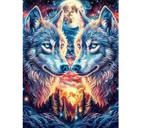 Flame Twin Wolf Heads Puzzle 300 Pezzi Per Regalo Di San Valentino Cartone Spesso Per Coppie Wild Animal Per Serate in Casa Insieme Con Confezione Regalo Edizione Esclusiva 300 PCS