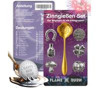 FLAME X BURN 5 x Tin Casting Set per Capodanno 2026: Latta per Casting Simile a Lead Casting, Include Cucchiaio e Libro Oracle con Interpretazioni - Giochi di Partito (5X)