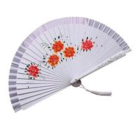 Flamenco Performances - Ventaglio a mano con doppio motivo per danza spagnola e scomparti pieghevoli in seta con motivo floreale