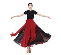Flamenco Skirt for Women 720 Degree Full Circle Swing Skirt Spanish Dance Costume Adult Flowy Ruffled Layered Skirt for Performances Halloween Party Red Crayon Theme Outfit(Wine red skirt_S)
