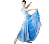 Flamenco Skirt for Women 720 Degree Full Circle Swing Skirt Spanish Dance Costume Adult Flowy Ruffled Layered Skirt for Performances Halloween Party Red Crayon Theme Outfit(Sky blue skirt_S)