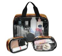 Flames Football America Soccer Borsa per il trucco da viaggio per donne e uomini, borse per cosmetici traslucide, 3 pezzi, grande, per doccia, articoli da toeletta, cosmetici, articoli da toeletta,
