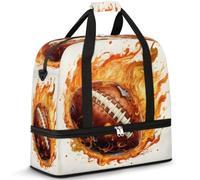 Flames Football America Soccer Borsone da viaggio per donne e uomini Borse da viaggio per il fine settimana Borse da notte pieghevoli Wet Seperated 47 L Tote Bag per sport palestra yoga, Colore, 47L,