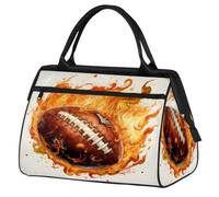 Flames Football America Soccer Borsone da viaggio per donne, uomini, bambini, ragazze, weekend, pernottamento, borsone da 24 l, borsa da cabina per sport, palestra, yoga, Colore, (24L) UK, Organizer