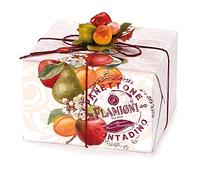 FLAMIGNI, Panettone Artigianale Contadino con Pera, Pesca, Mela e Albicocca Candita, Glassato con Nocciole, Mandorle e Zucchero, Senza Uvetta, Pacchetto con Decorazione per Natale, 1kg