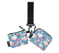 Flamigo White and Peach Portafogli da donna Custodie per carte di dimensioni compatte Porta soldi con tasca con cerniera per le donne 2 confezioni Portafoglio per le carte di credito