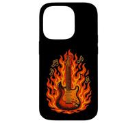 Flaming Chitarra Elettrica - Rock Music Notes Concert Vibes Custodia per iPhone 14 Pro