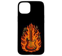 Flaming Chitarra Elettrica - Rock Music Notes Concert Vibes Custodia per iPhone 15 Plus