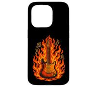 Flaming Chitarra Elettrica - Rock Music Notes Concert Vibes Custodia per iPhone 15 Pro