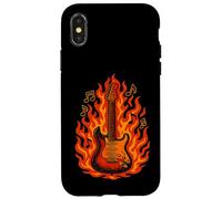 Flaming Chitarra Elettrica - Rock Music Notes Concert Vibes Custodia per iPhone X/XS