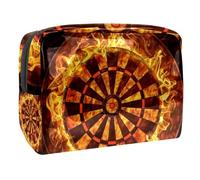 Flaming Dart Board Trousse per cosmetici da donna, borsa da viaggio per articoli da toeletta grandi in PVC, pratica custodia organizer con cerniera, Multi, 18.5x7.5x13cm/7.3x3x5.1in, Beauty case