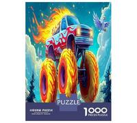 Flaming Monster Truck 1000 Pezzi Colorful Race Car on Rainbow Track Puzzle Giocattoli Puzzle Giochi Decorazione Della Famiglia Adulti Regalo Educativo 52x38cm/1000pcs