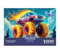 Flaming Monster Truck 1000 Pezzi Colorful Race Car on Rainbow Track Puzzle Giocattoli Puzzle Giochi Decorazione Della Famiglia Regalo Educativo 38x26cm/1000pcs