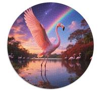 Flamingo 1000 Pezzi Puzzle Circolare Difficoltà Equilibrata Per Tutte Le Generazioni Rafforzamento Logico Bird Decorazione Tavolino Da Caffè Appeso A Parete 1000pcs (67.5x67.5cm)