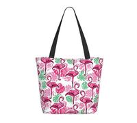 Flamingo AA Tote Bag per le donne - Borsa tote leggera e riutilizzabile in tela con cerniera, cinturino da polso in cotone per borse della spesa, borse della spesa