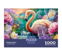 Flamingo Among Peonies And Waterfalls Puzzle Da 1000 Pezzi Cute Flamingo Sfida Di Ingegno Per Tutte Le Età 70x50cm/1000pcs