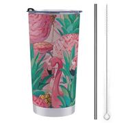 Flamingo Ananas Tumbler 590 ml Bottiglie d'acqua in acciaio inox con manico a prova di perdite grande capacità tazza da auto tazza da viaggio tazza da caffè isolata regalo per donne uomini