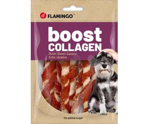 Flamingo Boost Collagen snack per cani - anatra 80 g (8 x 12,5 cm bastoncini)