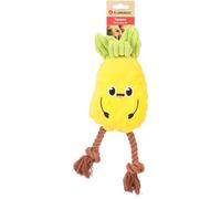 Flamingo Bubto Yellow Pineapple Dog Toy with Rope - 12.5 x 7.5 x 33 cm - with Squeaker