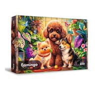 Flamingo by Trefl - Puzzle da 600 pezzi con cani incantevoli circondati da piante esotiche, intrattenimento creativo, puzzle per adulti e bambini dai 10 anni in su