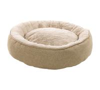 Flamingo Cesta per Gatti Isidoor Rotondo Beige con Cuscino Peluche E Tessuto