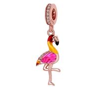 Flamingo charm in argento Sterling 925 ciondolo a forma di uccello animale fascino compleanno charm per braccialetti Pandora braccialetto...