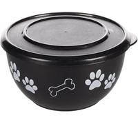 Flamingo Ciotola per cibo e acqua con coperchio Kena nero/argento L 1250 ml - con un bel motivo e coperchio sintetico rimovibile