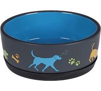Flamingo Cori Ceramic Blue Round Non-Slip Dog Bowl 500ml 14x5.5cm