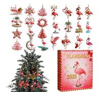 Flamingo Countdown Calendar - 24-Day Count Down Calendar Ornaments, Flamingo Ornaments For Christmas Tree, Hangable Scene Props, 2D Flat Acrylic Art For Wall, Window, Tree, Mantel, Door