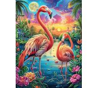 Flamingo Couple in Magical Forest Rompicapo 1000 Pezzi Per Nonni E Nipoti Fairy Tale Cute Animal Cartone Rigido Esercizio Mentale Per Serate in Famiglia Da Passatempo Con Poster Incluso 1000 PCS