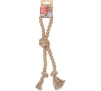 Flamingo Dog Toy Hemp Kush Pull Rope with 3 Knots Brown - 35 x 8 x 5 cm - with Handle - Prevents Plaque - Massages Gums - 100% Natural
