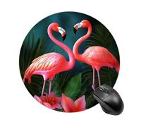 Flamingo Flowers_75091506 Tappetino per mouse per computer, tappetino per mouse rotondo da gioco con base in gomma antiscivolo, tappetino per mouse impermeabile per laptop, ufficio e casa, 20 x 20 cm