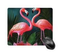 Flamingo Flowers_75091506 Tappetino per mouse quadrato da gioco, ultra sottile, superficie liscia e base in gomma antiscivolo, impermeabile, confortevole, per computer portatili, 18 x 22 cm