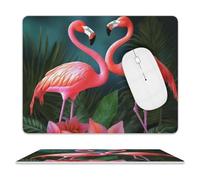 Flamingo Flowers_75091506 Tappetino per mouse ultra sottile, in pelle con superficie liscia impermeabile, tappetino antiscivolo per il mouse, per gaming, ufficio e casa, 25,4 x 20,3 cm