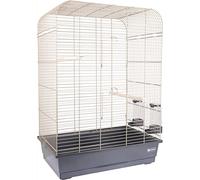 Flamingo Gabbia per uccelli - Voliera - Marja Taupe/nero - 54×34×75 cm - 2 posatoi, 2 mangiatoie, 2 porte frontali, cassetto estraibile in plastica, produzione europea